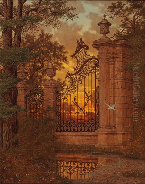 By The Palace Gate Oil Painting by Ferdinand Knab