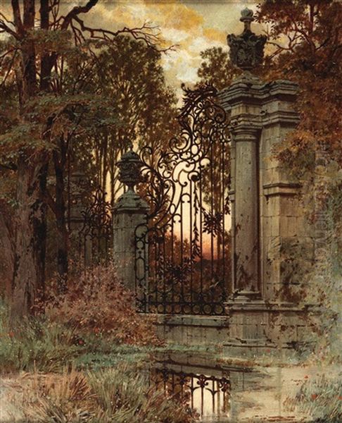 Abendstimmung Am Schlostor Oil Painting by Ferdinand Knab