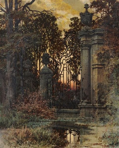 Abendstimmung Vor Dem Park Oil Painting by Ferdinand Knab