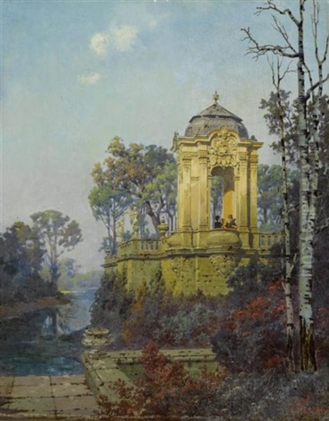 Schlosspavillon Am Seeufer Oil Painting by Ferdinand Knab