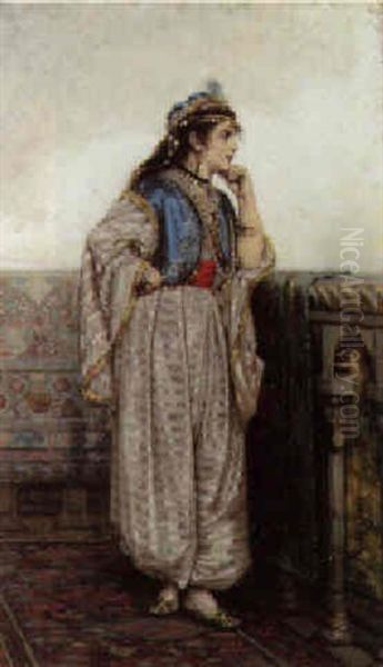 A Turkish Beauty Oil Painting by Hermann Joseph Knackfuss