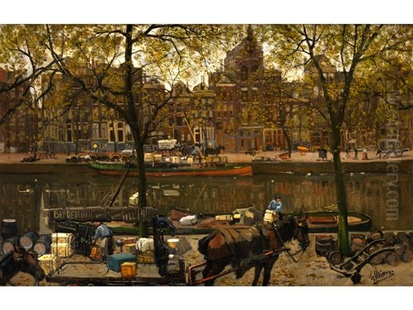 Blick Auf Die Prinsengracht Zwischen Amstel Und Utrechtsestraat, Amsterdam Oil Painting by Gerrit Willem Knap