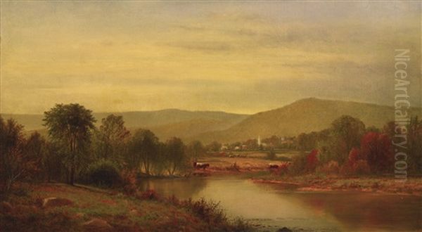 Pastoral Landscape Oil Painting by Charles Wilson Knapp