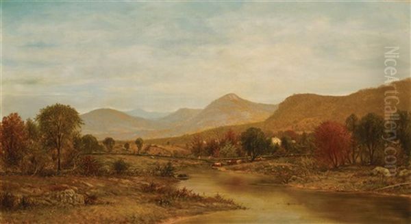 River Landscape Oil Painting by Charles Wilson Knapp