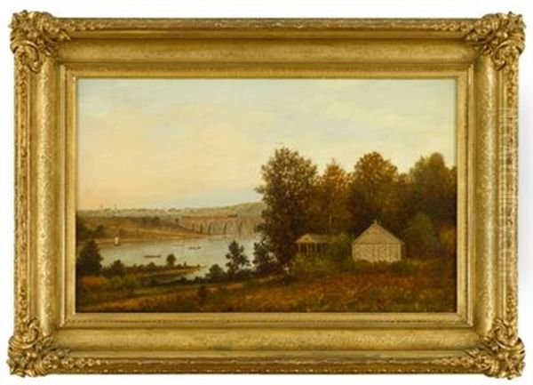 View Of Philadelphia From The Schuylkill River Oil Painting by Charles Wilson Knapp