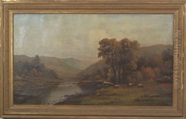 Landscape With Grazing Cattle Oil Painting by Charles Wilson Knapp