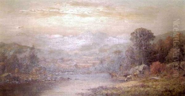 Hudson River Valley Landscape Oil Painting by Charles Wilson Knapp