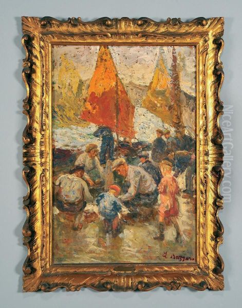 Pescatori Oil Painting by Leonardo Bazzaro