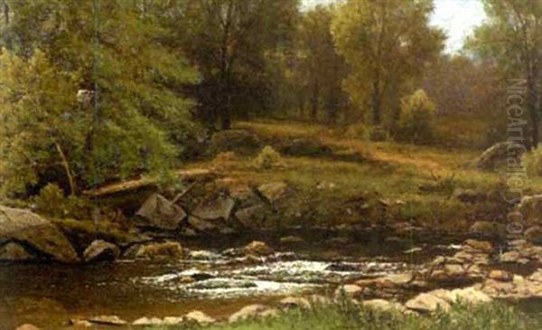 View Of A Forest Clearing And Brook Oil Painting by Charles Wilson Knapp