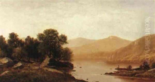 Hudson River Scene Oil Painting by Charles Wilson Knapp