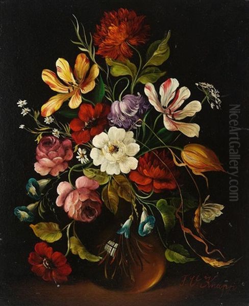 Blumenstillleben Oil Painting by F. V. Knapp