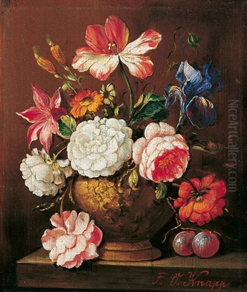 Blumenstilleben Oil Painting by F. V. Knapp