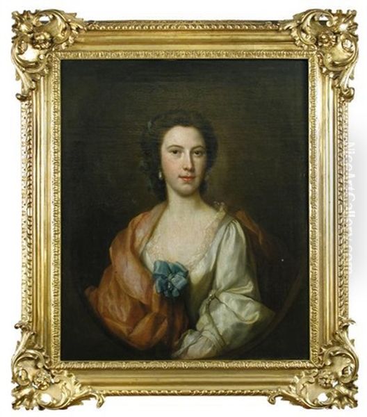 Portrait Of Miss Lucinda Holt Of Redgrave Oil Painting by George Knapton