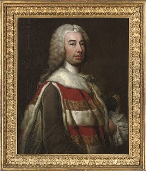 Portrait Of Robert Knight, Baron Luxborough Oil Painting by George Knapton