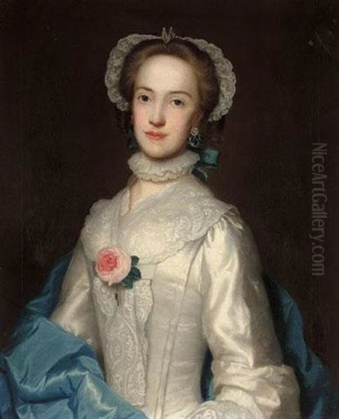 Portrait Of Margaret, Lady Conyers Oil Painting by George Knapton