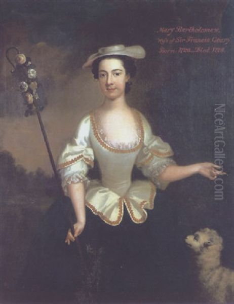 Portrait Of Mary Batholomew As A Shepherdess Oil Painting by George Knapton