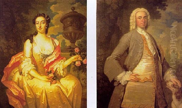 Portraits Of Thomas And Elizabeth De Lisle Oil Painting by George Knapton