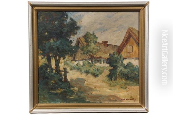 Country Cottage Oil Painting by Carl Knauf