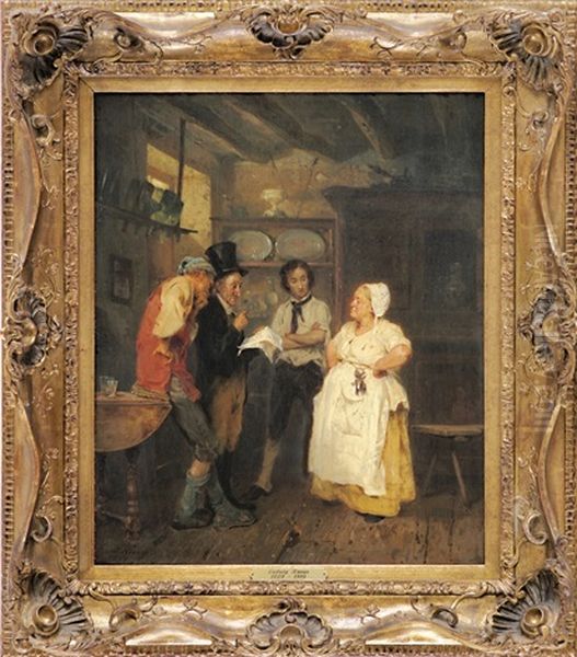 Die Schlechte Nachricht Oil Painting by Ludwig Knaus