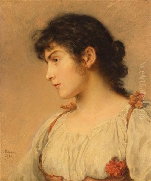 Portrait Of A Lady Oil Painting by Ludwig Knaus