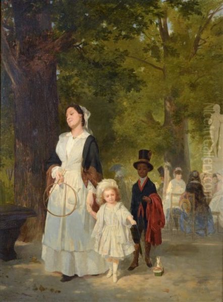 A Walk In The Tuilleries Garden, Paris Oil Painting by Ludwig Knaus