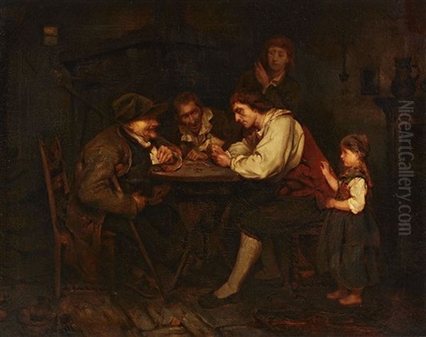 The Gambler Oil Painting by Ludwig Knaus