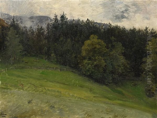 Waldstudie Oil Painting by Ludwig Knaus