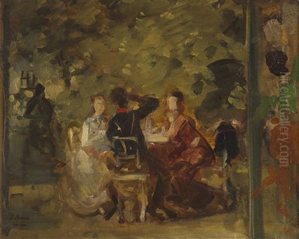 Im Biergarten Oil Painting by Ludwig Knaus