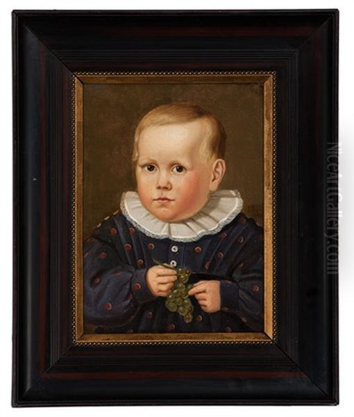 Portrait Of A Boy With Grapes Oil Painting by Ludwig Knaus