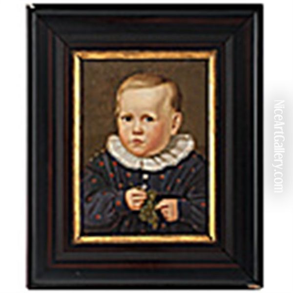 Portrait Of A Boy With Grapes Oil Painting by Ludwig Knaus