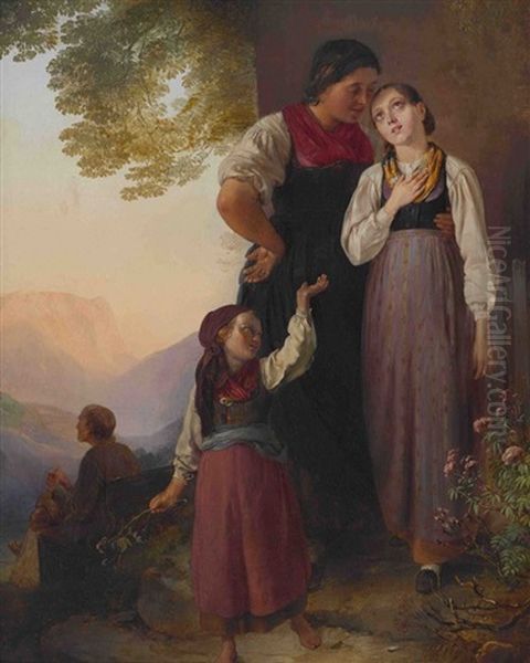 Mutterlicher Trost Oil Painting by Ludwig Knaus