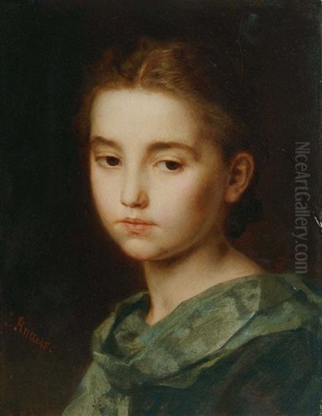 Madchenportrait Oil Painting by Ludwig Knaus