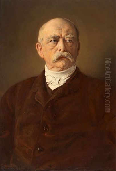 Portrait Of The Chancellor Otto Von Bismarck Oil Painting by Ludwig Knaus