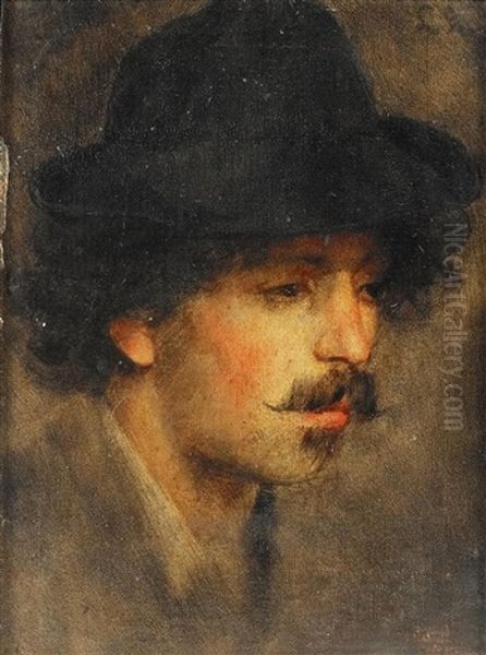 Portratstudie Eines Jungen Herren (study) Oil Painting by Ludwig Knaus