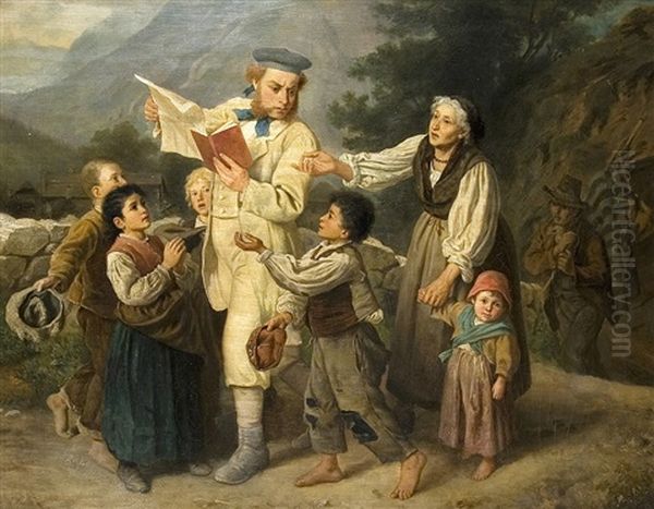 Travelling Connaisseur Oil Painting by Ludwig Knaus