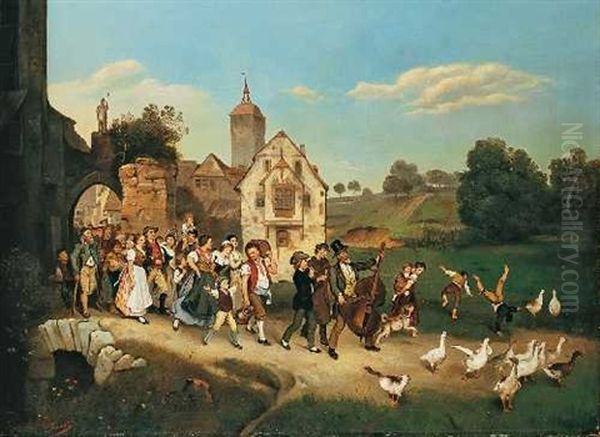 Auszug Zum Fest Oil Painting by Ludwig Knaus