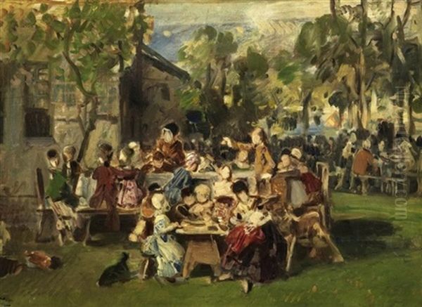 Ein Kinderfest (preliminary Oil Study) Oil Painting by Ludwig Knaus