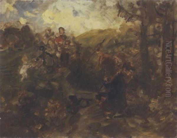 Die Dorfhexe Oil Painting by Ludwig Knaus