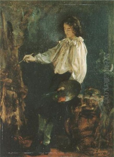 Ein Maler An Der Staffelei Oil Painting by Ludwig Knaus