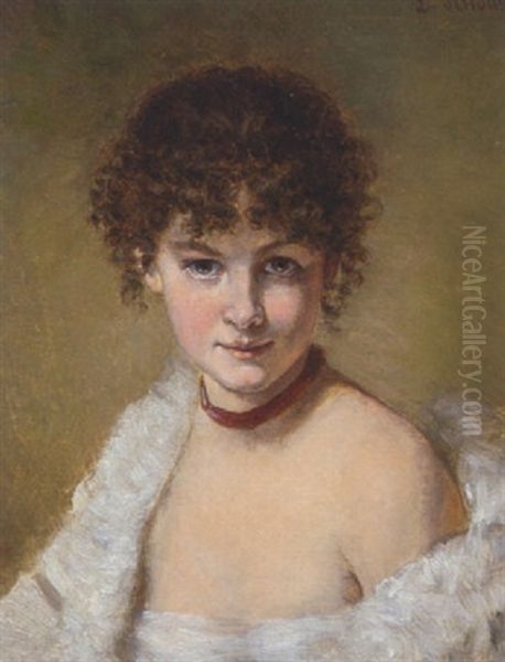 Bildnis Eines Jungen Madchens Oil Painting by Ludwig Knaus