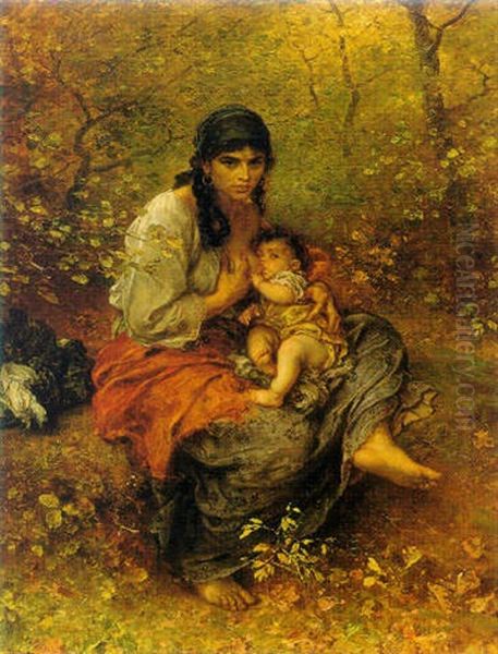 A Gypsy Mother by Ludwig Knaus