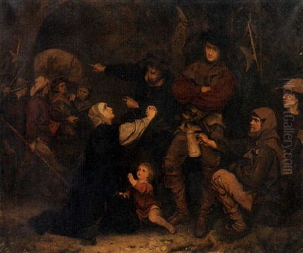 The Countess Helfenstein Pleading Mercy For Her Husband : Episode From The Peasant's Revolt Oil Painting by Ludwig Knaus