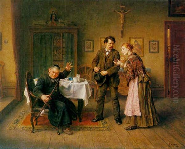 Aussichtsloser Suhneversuch Oil Painting by Ludwig Knaus