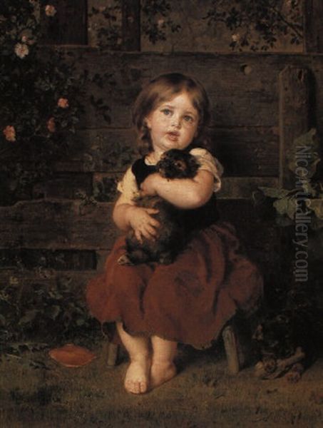 Die Tierfreundin Oil Painting by Ludwig Knaus