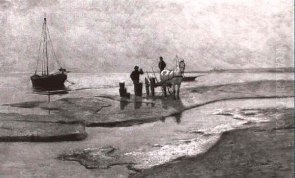 Fischer Mit Pferdekarren Am Strand Oil Painting by Ludwig Knaus