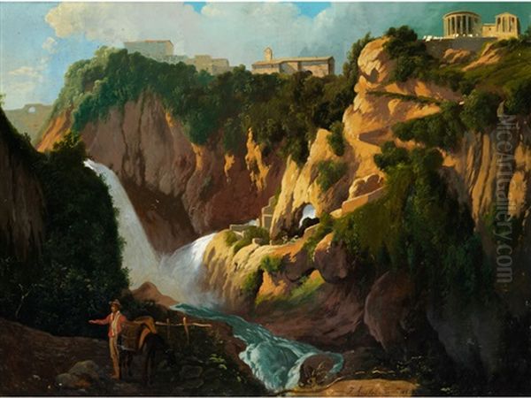 Landschaft Bei Tivoli Mit Tempel Der Sibylle Oil Painting by Franz Knebel