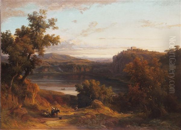 Blick Auf Den Lago Di Nemi Oil Painting by Franz Knebel