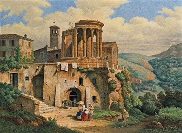 Sibyllentempel Von Tivoli Oil Painting by Franz Knebel