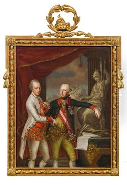 Kaiser Joseph Ii. (1741-1790) Und Grosherzog Pietro Leopoldo Von Toskana (1747-1792) Oil Painting by Gebhard Kneip