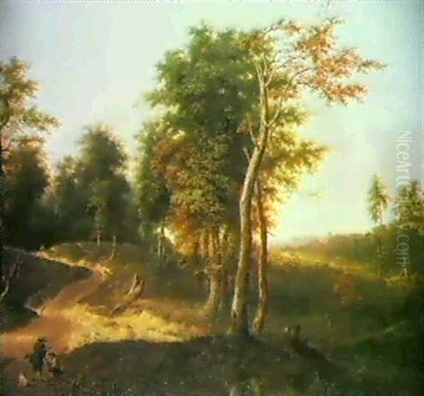 Niederlandische Landschaft Mit Staffage Oil Painting by Johann Kneipp